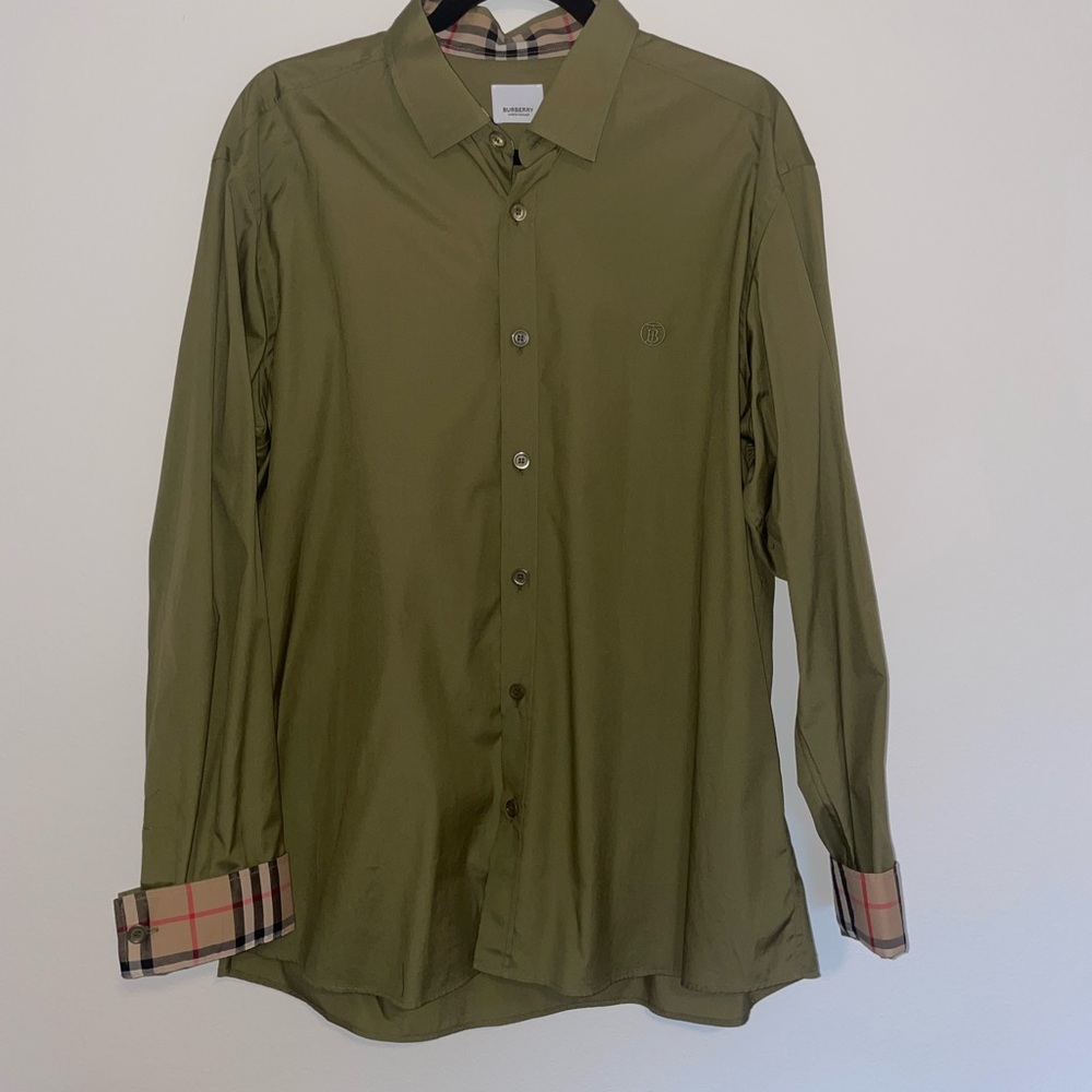 Burberry Olive Green Men's Shirt